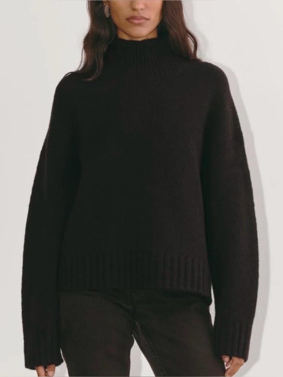 Everlane Sweaters - Everlane Cloud Oversized Black alpaca merino wool Turtleneck Sweater, size S